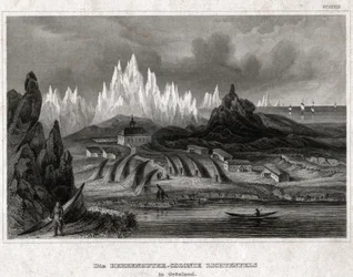 Akunnat, Grönland (Gravur, ca. 1850)