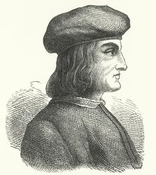 Aldus Manutius, venezianischer Humanist, Gelehrter, Drucker und Verleger (Gravur)