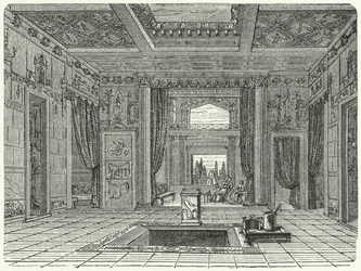 Atrium und Tablinum der Casa di Sallusti, Rom (Stich)
