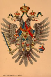 Österreichisch-Ungarisches Kaiserwappen, veröffentlicht von Robraki & Co., Magdeburg, ca. 1865