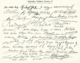 Autogramme berühmter Personen: Komponisten, Musiker und englische, französische und deutsche Schriftsteller (Stich)