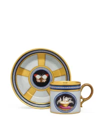 Berliner Faux Pietra Dura und Mikromosaik Kaffeetasse und Untertasse, ca. 1810-15