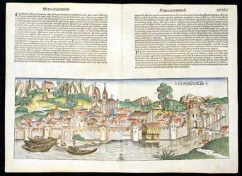 Vogelperspektive von Konstanz, aus der Nürnberger Chronik von Hartmann Schedel (1440-1514) 1493