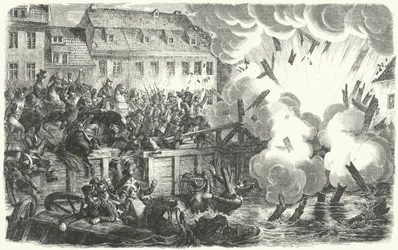 Sprengung der Elsterbrücke, Schlacht bei Leipzig