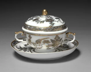 Gedeckte Schale und Teller, Hersteller Meissener Porzellanmanufaktur, Deutschland, 1730-1740