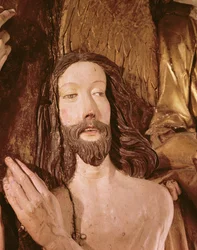 Detail der Taufe Christi (polychromes Holz)