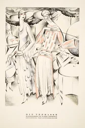 "Die Terrasse" Anzeige für Sommerkleider von Martha Lowenthal, aus Styl, veröffentlicht 1922