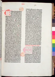 Ende des Pentateuch und Beginn des Buches Josua, aus der Gutenberg-Bibel, gedruckt von Johannes Gutenberg (ca. 1400-68) und Peter Schoeffer (1425-1502) in Mainz, 1454-56 (gedrucktes Papier)