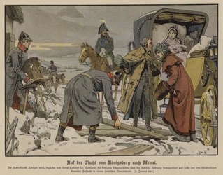 Auf der Flucht vor den Franzosen macht die schwerkranke Königin Louise von Preußen einen Halt in einem Bauernhaus auf der Straße von Königsberg nach Memel