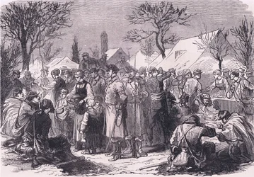 Französische flüchtige Soldaten in der Schweiz, Cassells Geschichte des Krieges zwischen Frankreich und Deutschland, veröffentlicht von Cassell and Company Limited, ca. 1890