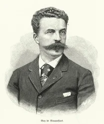 Guy de Maupassant, französischer Kurzgeschichtenautor (Lithografie)