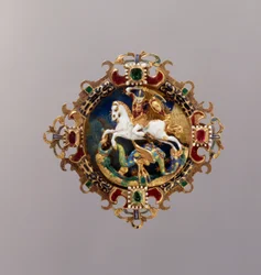 Hutagraffe mit Darstellung des Heiligen Georg