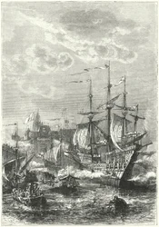 Heinrich VIII. und die englische Flotte landen in Calais