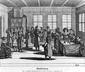 Illustration aus dem Jüdischen Zeremonial, oder Beschreibung dererjenigen Gebräuche von Paul Christian Kirchner, 1724