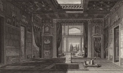 Innenraum eines römischen Hauses in Pompeji. Illustration für Bilder-Atlas
