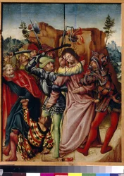 Der Judaskuss. Gemälde eines deutschen Meisters, Anfang des 16. Jahrhunderts. Staatliches A.-S.-Puschkin-Museum für Bildende Künste, Moskau.