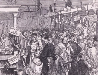 Fleischmarkt in Paris, Cassells Geschichte des Krieges zwischen Frankreich und Deutschland, veröffentlicht von Cassell and Company Limited, ca. 1890