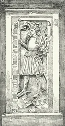 Gedenkstein im Brixner Dom des deutschen Dichters und Diplomaten Oswald von Wolkenstein (Gravur)