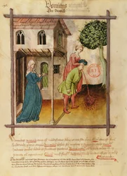 Ein Mann erbricht, aus Tacuinum Sanitatis