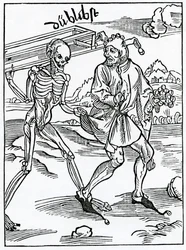 Von Narren, die den Tod verachten und keine Vorsorge treffen, Illustration aus Alexander Barclays englischer Übersetzung von 