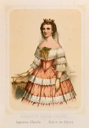 Porträt von Elisabeth von Bayern, Kaiserin von Österreich, gedruckt von Fr. Wentzel, Wissembourg, 1860
