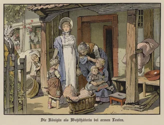 Königin Louise von Preußen, Wohltäterin der Armen (Farblithografie)
