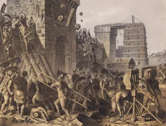 Römische Soldaten stürmen eine Festung