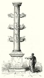 Rostral-Säule des Gaius Duilius, zur Erinnerung an den römischen Seesieg über die Karthager in der Schlacht von Mylae 260 v. Chr. (Stich)