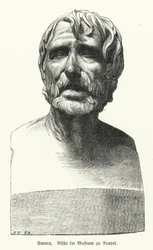 Seneca der Jüngere, römischer Philosoph, Staatsmann und Dramatiker (Lithografie)