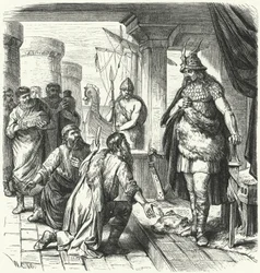 Slawische Gesandte vor Rurik, Fürst der Kiewer Rus, 9. Jahrhundert (Gravur)