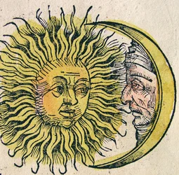 Die Sonne und der Mond, veröffentlicht in der Nürnberger Chronik, 1493