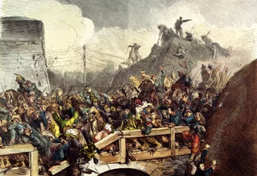 Die besiegten französischen Truppen in der Schlacht von Sedan, 1. September 1870