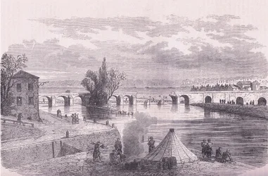 Die Verteidigung von Paris - Zerstörung der Brücke Jonville-sur-Marne, Cassells Geschichte des Krieges zwischen Frankreich und Deutschland, veröffentlicht von Cassell and Company Limited, ca. 1890