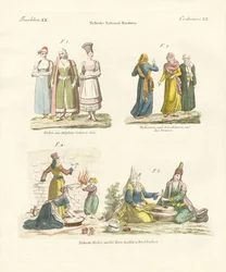 Türkische Nationalkostüme (Farbstich)