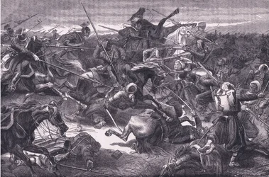 Ulanenangriff, Cassells Geschichte des Krieges zwischen Frankreich und Deutschland, veröffentlicht von Cassell and Company Limited, ca. 1890