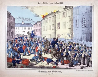 Krieg von 1870: Die Eroberung von Weißenburg (Schlacht von Weißenburg) zwischen den Soldaten der preußischen Armee und den Franzosen am 4. August