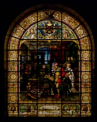 William Caxton zeigt sein erstes gedrucktes Buch Edward IV. und seiner Frau, Elizabeth Woodville im Jahr 1477, von Mayer und Co., Münchner Firma aktiv in London, ca. 1880