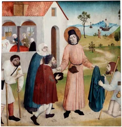Der heilige Giles verteilt sein Eigentum unter den Armen, ca. 1470-1480