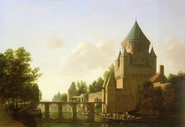 Abendansicht der Kleinen Houtpoort in Haarlem