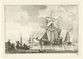 Vier Segelschiffe auf stillem Wasser (Diverse Schiffe auf dem Wasser)