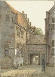 Ansicht des Eingangs der Lateinschule, der St. Hieronymusschule, an der Kromme Nieuwegracht in Utrecht