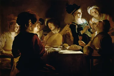 Ein Fest mit einem Lautenspieler, um 1620