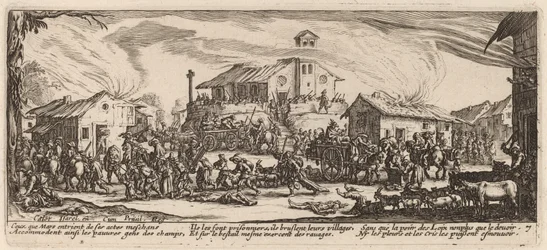 Plünderung und Brand eines Dorfes