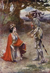 Der Rote Kreuzritter war völlig überwältigt (Farblithographie)