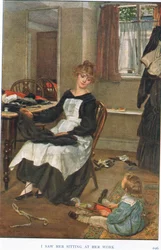 Ich sah sie bei ihrer Arbeit sitzen