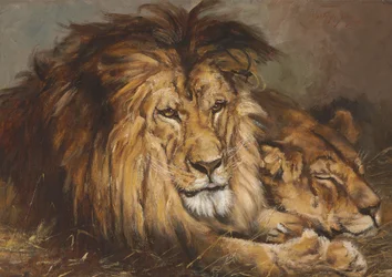 Skizze für "Löwe und Löwin ruhend", 1899