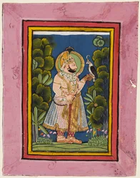 Maharana Jawan Singh im Wald mit einem Falken