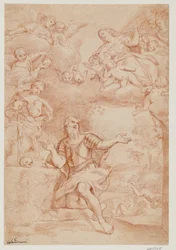 Die Madonna und zwei Frauen (die drei Marien) erscheinen in einer Vision dem heiligen Wilhelm von Aquitanien
