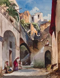 Häuser an der Küste der Sorrentinischen Halbinsel, mit Ergänzungen von Prinzessin Maria Annunziata di Borbone, 1853