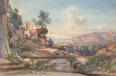 Blick auf Sorrent mit der Bucht von Neapel im Hintergrund
